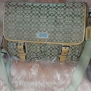 cute original khaki color coach bag medium size in